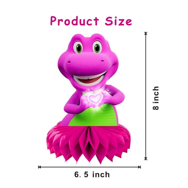 8Pcs Barney Honeycomb Table Centerpiece Barney Birthday Party Supplies Table Decorations for Kids Party Decorations