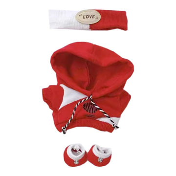 niannyyhouse Headdress Hoodie Shoes Flame Outfit 10cm~15cm 20cm 40cm Plush Doll Clothes Doll Accessories (Red 10cm~15cm)
