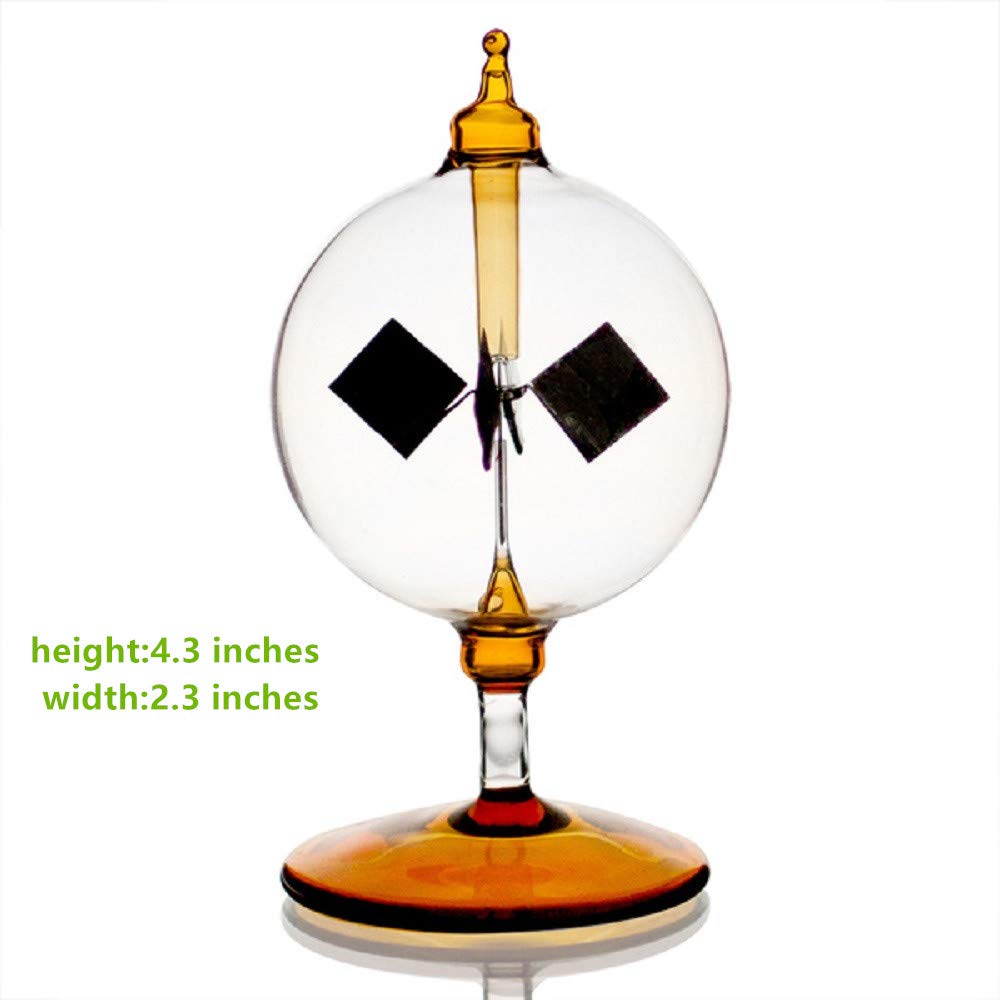 Yiluren Solar Crookes Radiometer Glass Windmill Handmade for Party Home Decoration Gift Orange S