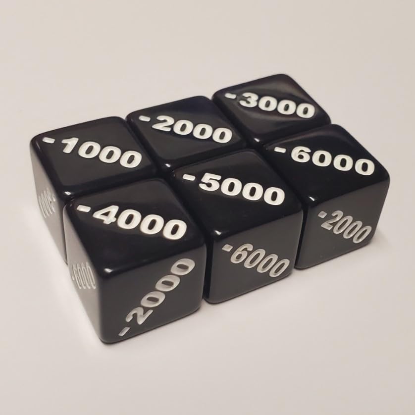 Positive +1000 to +6000 and Negative -1000 to -6000 Counter Dice Compatible with One Piece TCG