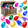 Sloosh Diving Gems Pool Toys, 16 Big Colorful Diamond with Pirate Treasure Chest,Swim Dive Toy for Kids Underwater Gemstone Swimming Training Gift