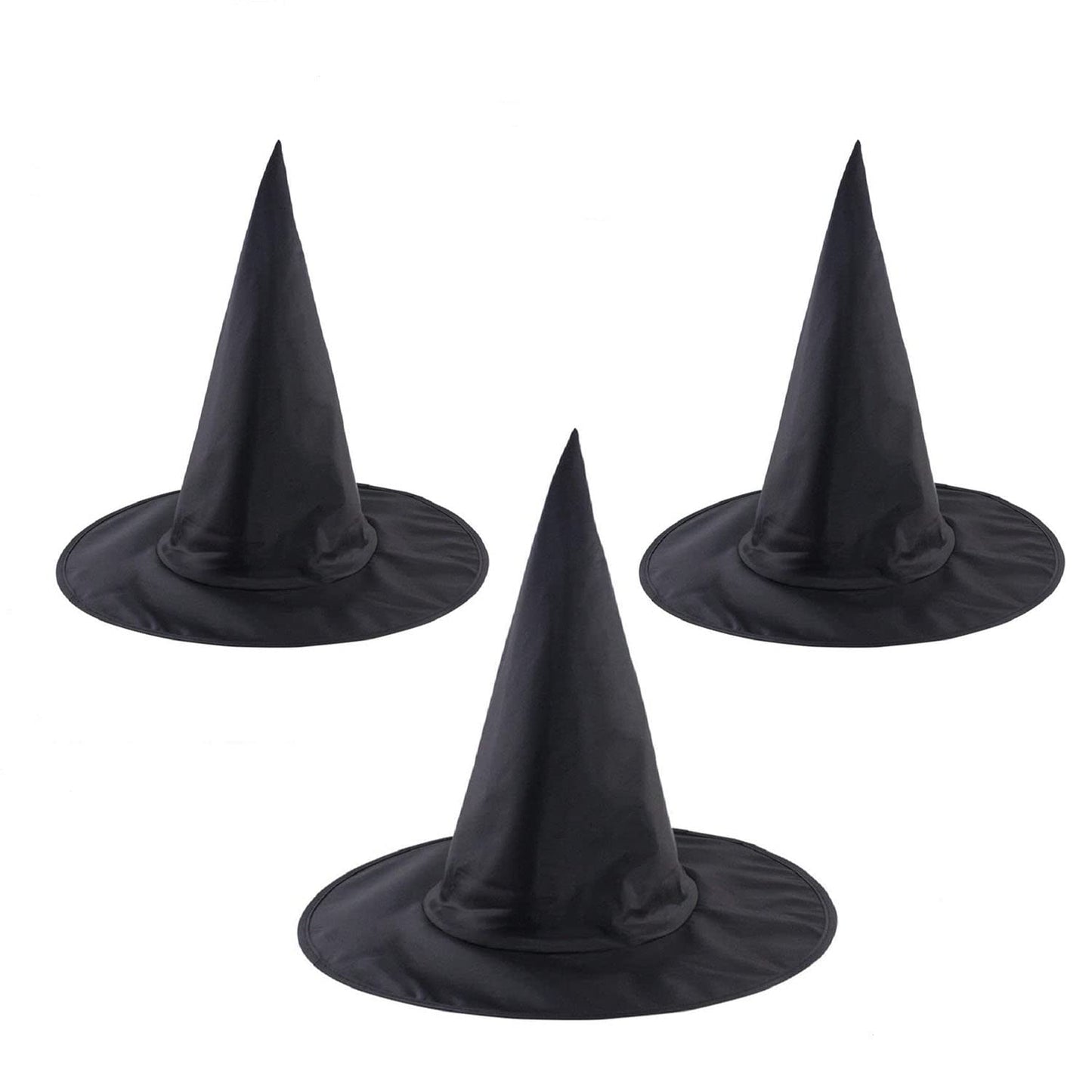 LKQBBSZ 3 Pack Black Wizard Hats Hanging, Halloween Black Witch Hat Witch Cap Costume Accessory for Halloween Christmas Party