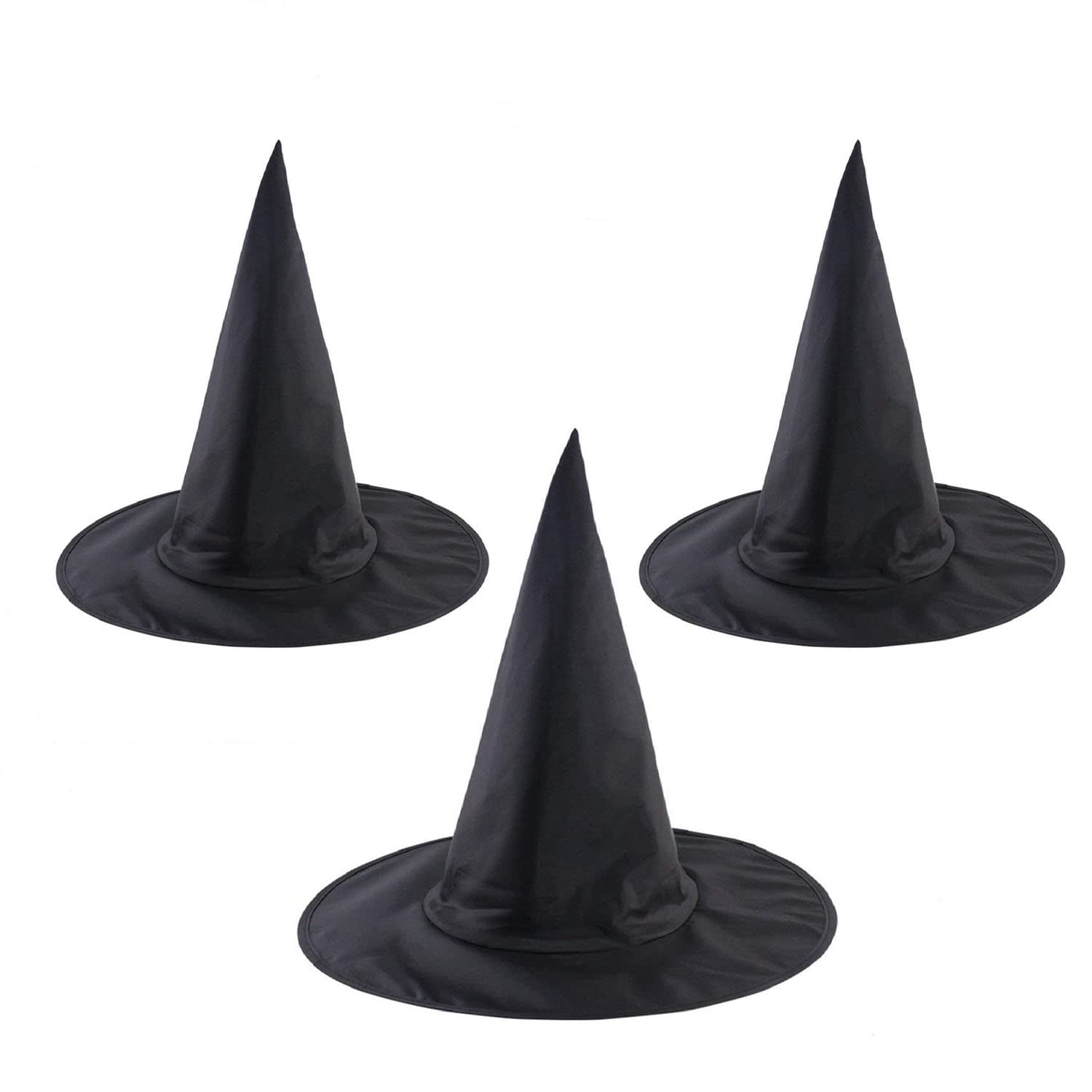LKQBBSZ 3 Pack Black Wizard Hats Hanging, Halloween Black Witch Hat Witch Cap Costume Accessory for Halloween Christmas Party