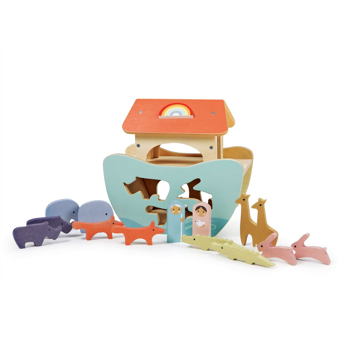 Tender Leaf Toys - Little Noah’s Ark - Wooden Animal Shape Sorting Toy - Compact and Made for Little Hands, Improve Hand-Eye Coordination