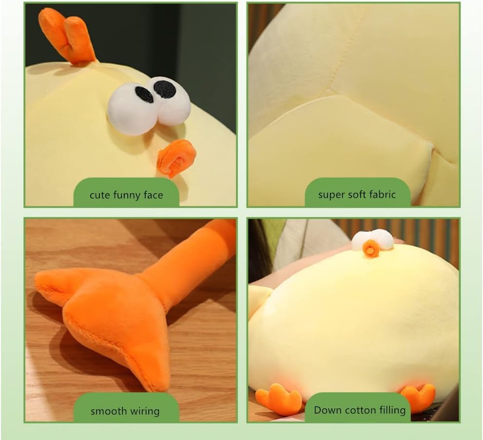 Maomoto Funny Fat Chicken Plush Pillow, Super Soft Mother Hen Doll, Cute Chicken Neck Pillow, Yellow Plush Stuffed Animal for Boys & Girls Festival
