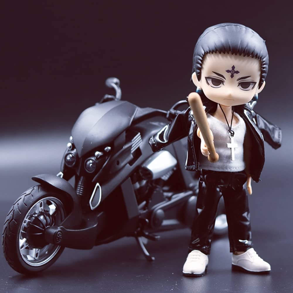 niannyyhouse Black Locomotive Clothing 11cm Doll Clothes Dress up Jacket + T-Shirt + Pants 3-Piece Set Dress up 1/12 BJD Doll OB11 Size Action Figures