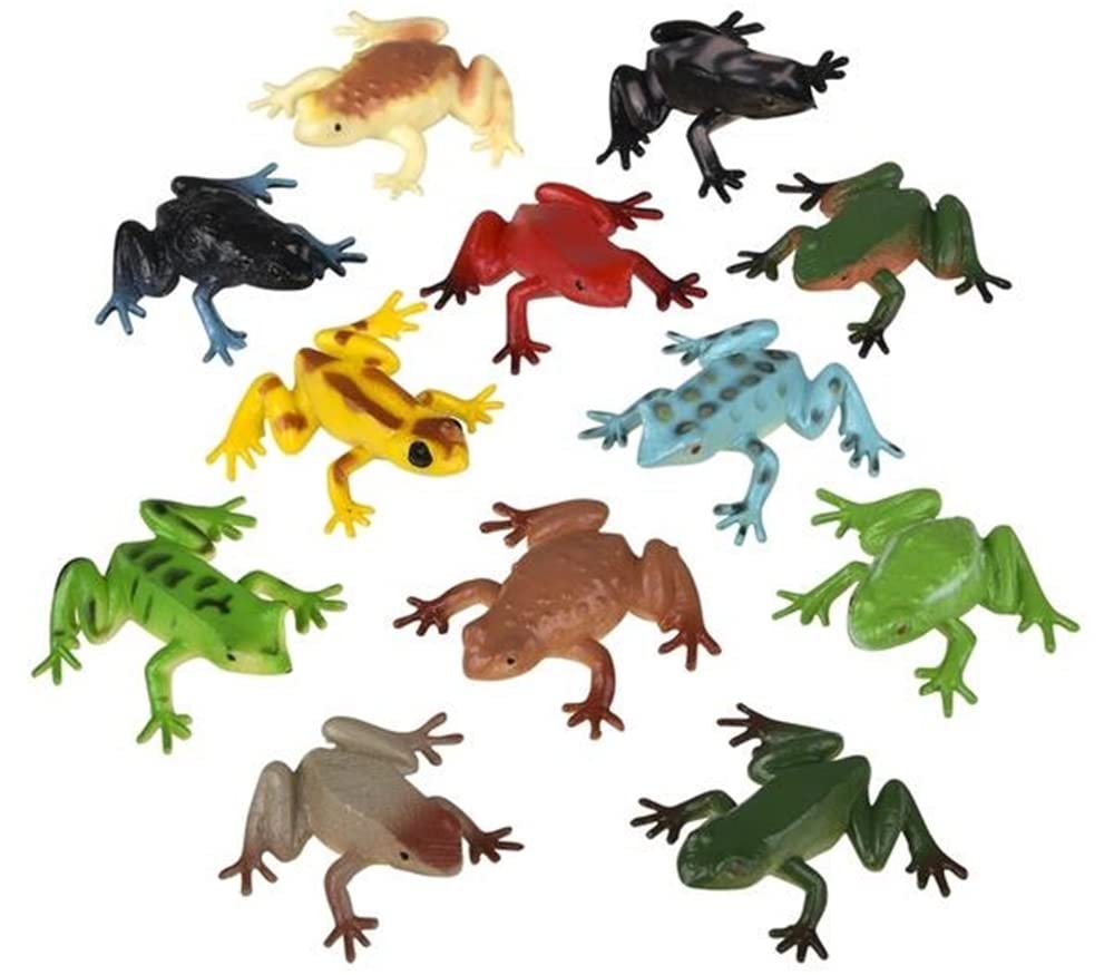 Plastic Dart Frogs | 12 Pc | Rainforest Animals Toys | 1.5 Inch Size multi