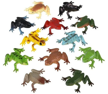 Plastic Dart Frogs | 12 Pc | Rainforest Animals Toys | 1.5 Inch Size multi