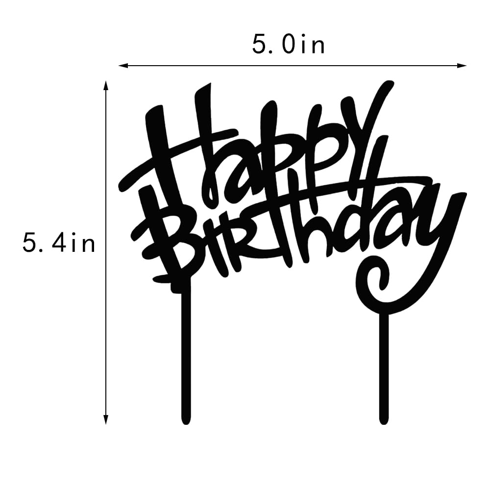 Keoysek Happy Birthday Cake Topper, Black Acrylic Versatile Cake Topper