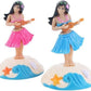 Pink Solar Powered Dancing Hawaiian Girl with Grass Skirt - Swinging Head Doll for Car Dashboard and Desktop Ornaments, Decorations