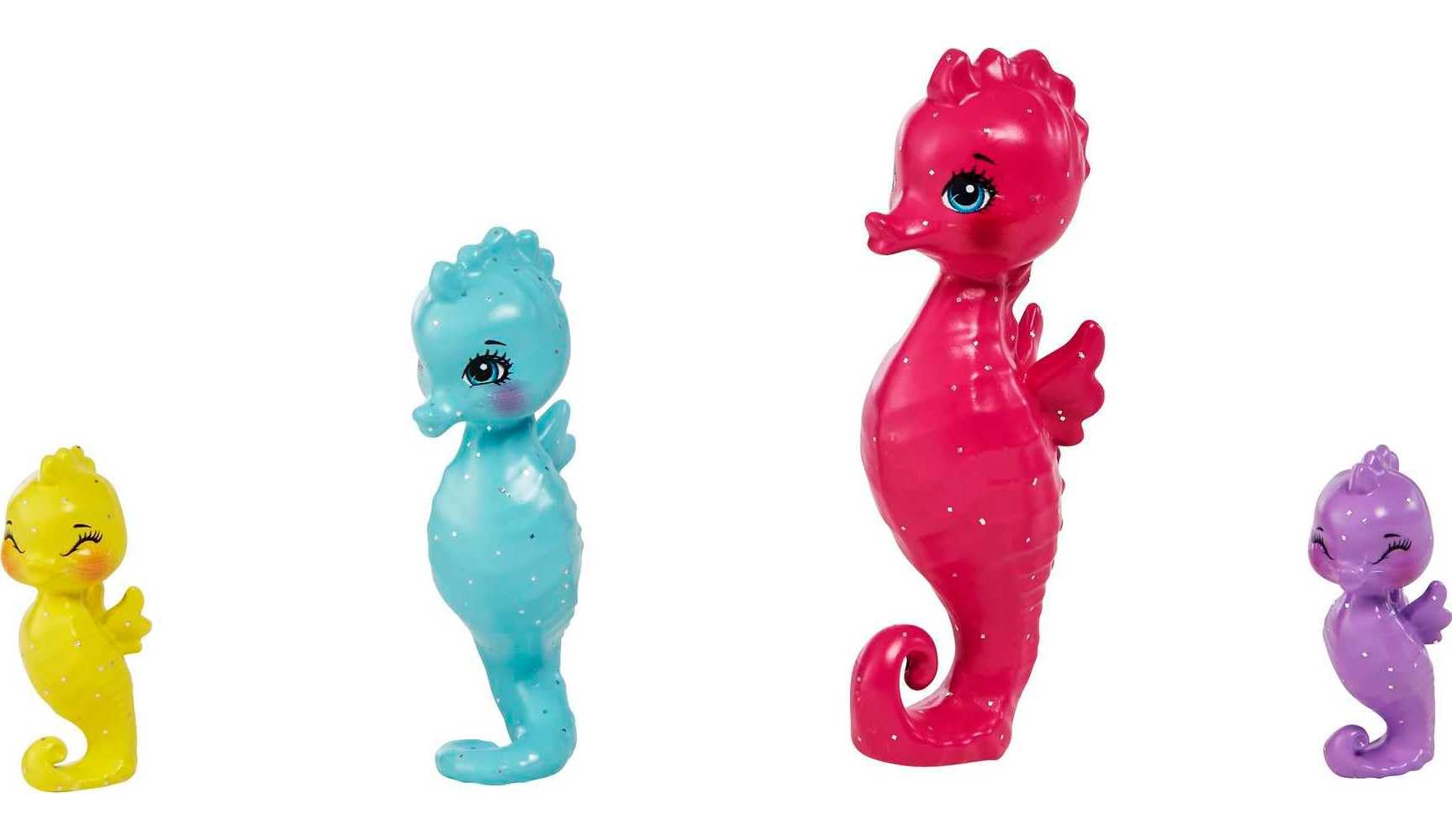 Mattel Enchantimals Family Set with Sedda Seahorse Small Doll & 4 Animal Sibling Figures, Ocean Kingdom Toy Collection