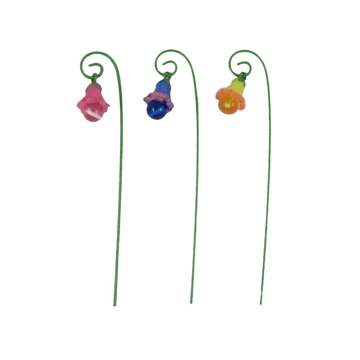 Treasure Gurus 3pc Miniature Glow in the Dark Flower Pick Stand Set Fairy Garden Landscape Accessory Dollhouse Decor