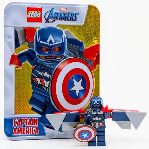 LEGO Marvel Superheroes: Captain America Minifigure in Collectible Rectangle Tin - Ages 6+