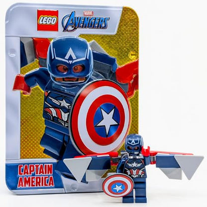 LEGO Marvel Superheroes: Captain America Minifigure in Collectible Rectangle Tin - Ages 6+