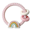 Itzy Ritzy Silicone Teether with Rattle - Rattle Teether Features Rattling Sound, Two Silicone Teething Rings and Raised Texture to Soothe Gums - Ages