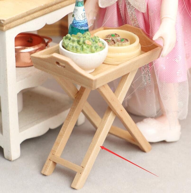 EatingBiting 1:12 Dollhouse Miniature Furniture Wood Cabinet Tray Bracket Support Side TableDressing Stool Coffee Table Side Table Low Stool Doll