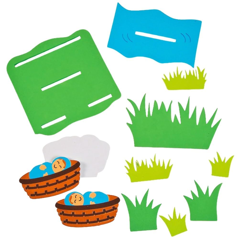 Fun Express Baby Moses Floating Craft Kit Makes 12 - Sunday School Crafts for Kids Ages 4-8 | Christian Crafts & Bible Activities for Church |