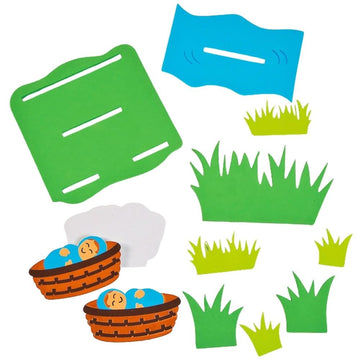 Fun Express Baby Moses Floating Craft Kit Makes 12 - Sunday School Crafts for Kids Ages 4-8 | Christian Crafts & Bible Activities for Church |
