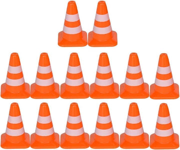 14Pcs Miniature Traffic Cones for Dollhouse, Plastic Road Sign Construction Model