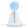 Kaniwati Baby 1st Birthday Party Crown, Pink 1st Birthday Embroidered Party Hat, Blue One Party Hat For Boys/Girls (BULE-1ST-CXMZ)
