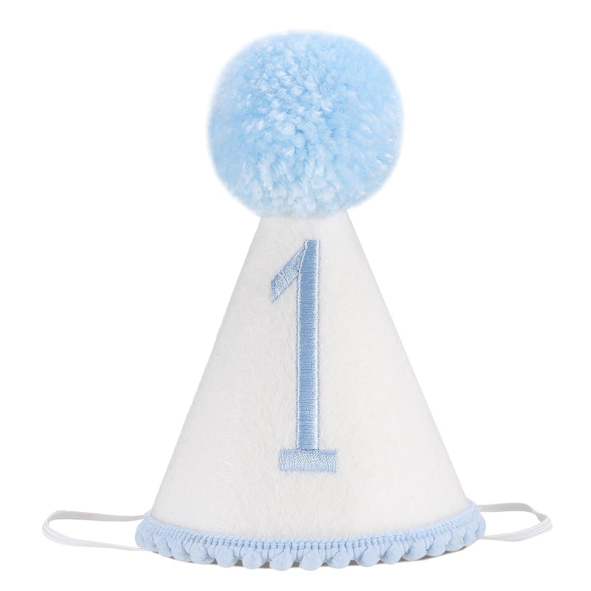 Kaniwati Baby 1st Birthday Party Crown, Pink 1st Birthday Embroidered Party Hat, Blue One Party Hat For Boys/Girls (BULE-1ST-CXMZ)
