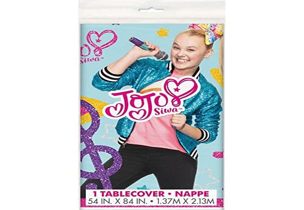 Unique Multicolor JoJo Siwa Rectangular Plastic Table Cover - 54" x 84" (1 Pc.) - Durable and Disposable Party Tablecloth for Kids Birthdays