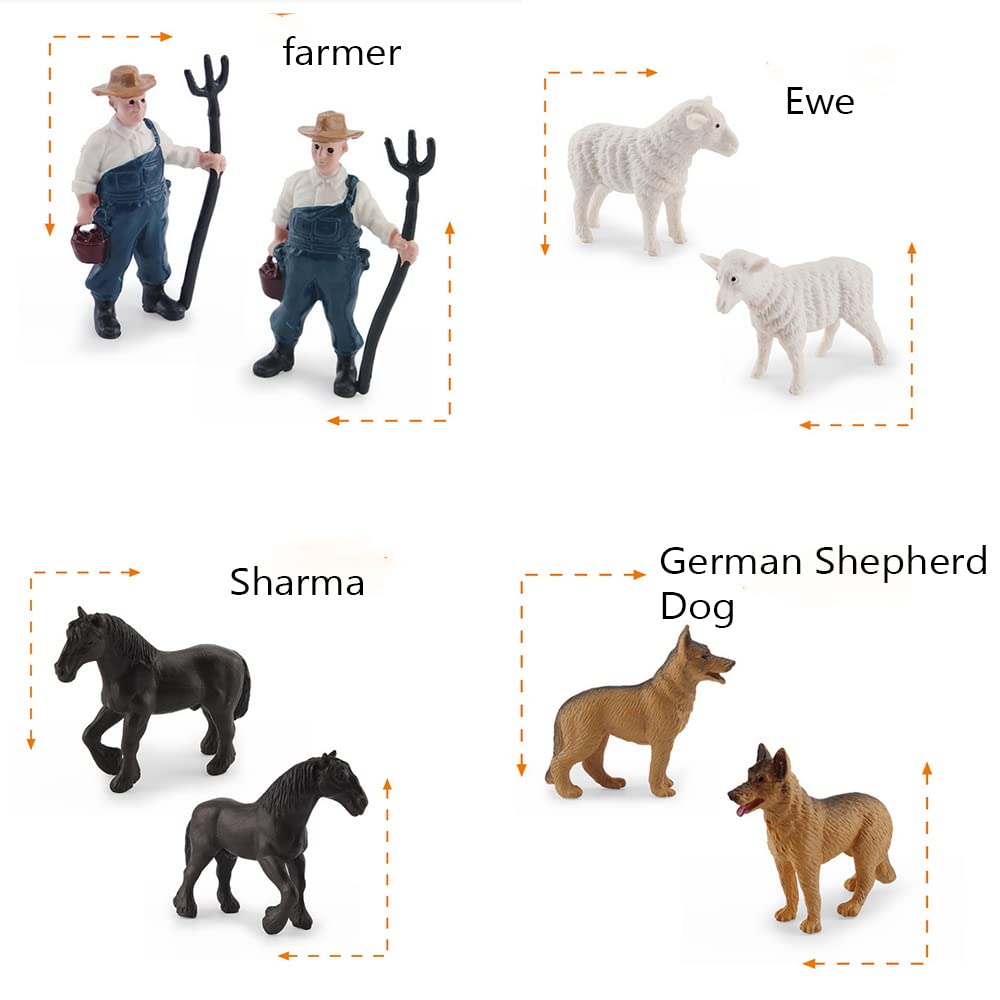 OUKEYI Animal Figurines, 10Pcs Farm Animals Figurines Toys,Big Animal Toys, Realistic Plastic Animals Playset, Educational Learning Toy Set for Kids