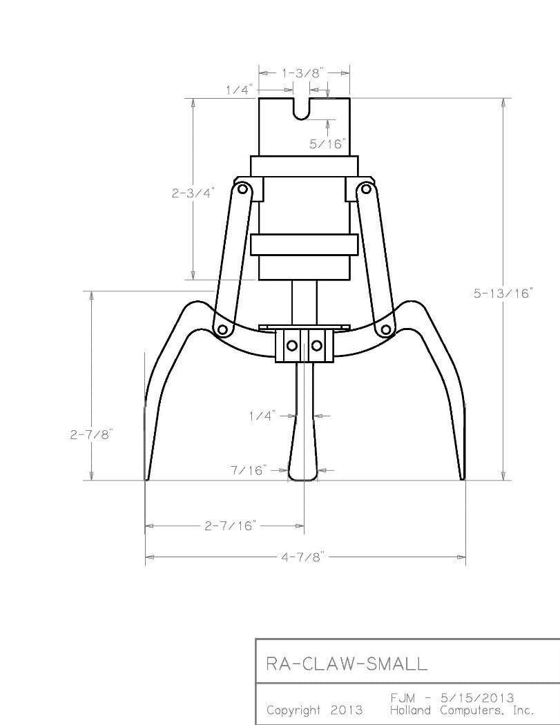 Crane machine mid size replacement claw hand, height is 6.5 inches