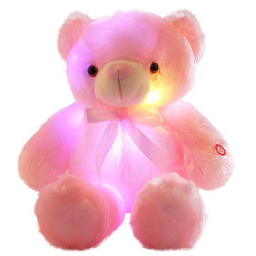 sofipal Light Up Teddy Bear Stuffed Animal, 18" LED Glow Plush Toy with Night Light, Soft Luminous Bear Toy for Kids Girls, Birthday Valentines (Pink)