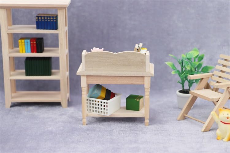 AirAds Dollhouse 1:12 scale dollhouse miniature furniture side stand student desk unfinished wood