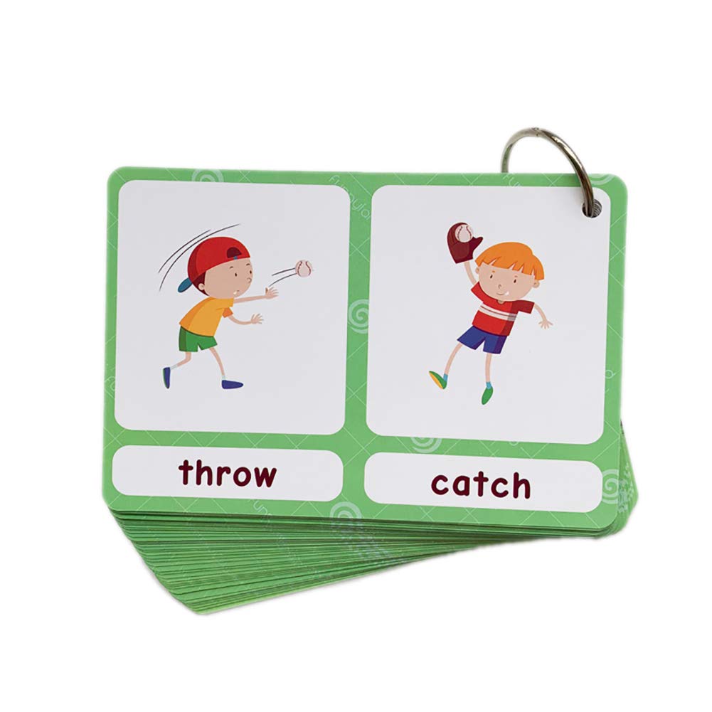 Zwttey 100 Groups English Antonyms Flashcards Building Vocabulary Pocket Cards Educational Learning Toys Pre-Kindergarten Classroom Supplies