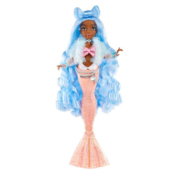 MERMAZE MERMAIDZ Color Change Shellnelle Mermaid Fashion Doll with Designer Outfit & Accessories, Stylish Hair & Sculpted Tail, Poseable, Multicolor