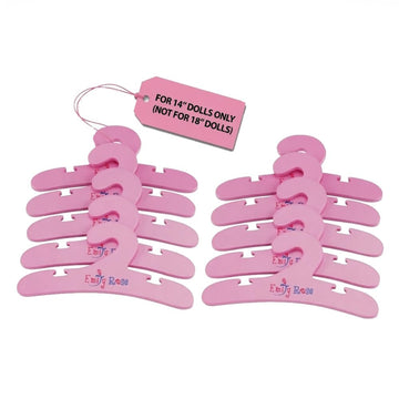 Emily Rose Pink Doll Clothes Hangers for 14 Inch Doll Clothes - 10 Pack Organization Accessories Fits 14"-15" Doll Clothing (Glitter Girls & Similar)