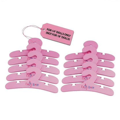 Emily Rose Pink Doll Clothes Hangers for 14 Inch Doll Clothes - 10 Pack Organization Accessories Fits 14"-15" Doll Clothing (Glitter Girls & Similar)