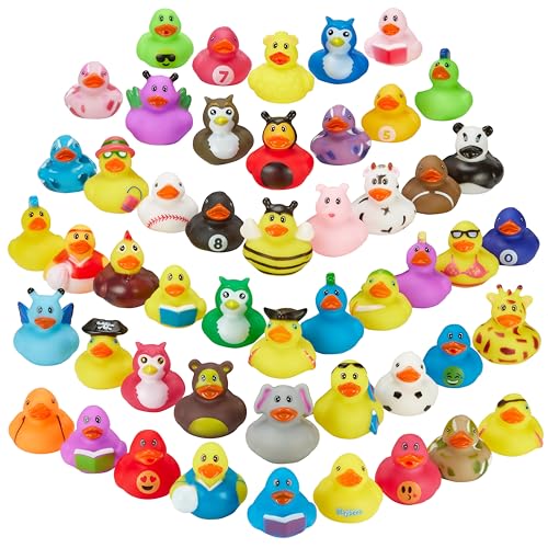 Playbees Assortment Rubber Duck Toy Duckies for Kids - 25 Pack - Sensory Play, Stress Relief, Stocking Stuffers, Bath Birthday Gifts Baby Showers