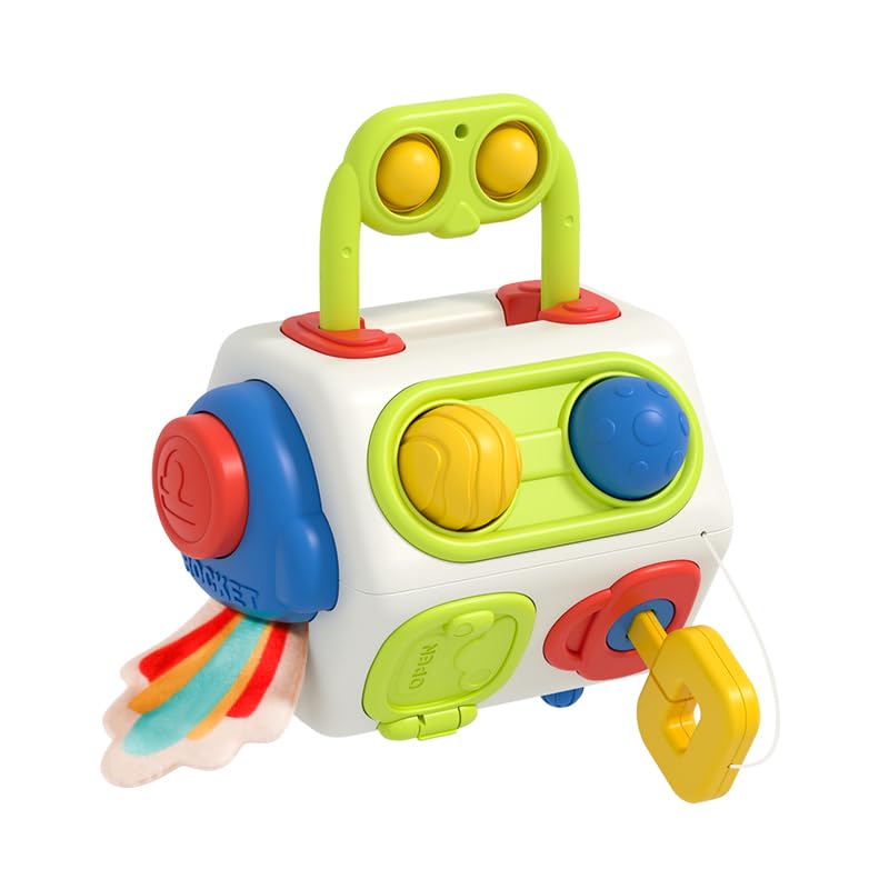 Busy Cube for Toddlers 1 Years Old, Montessori Toys for 1 Year Old - Ideal Gifts for 1 Year Old Boys Girls - Airplane Plane Car Travel Toys for 6