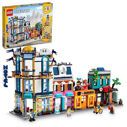 LEGO Creator Main Street 31141 Building Toy Set, 3 in 1 Features a Toy City Art Deco Building, Market Street Hotel, Café Music Store and 6