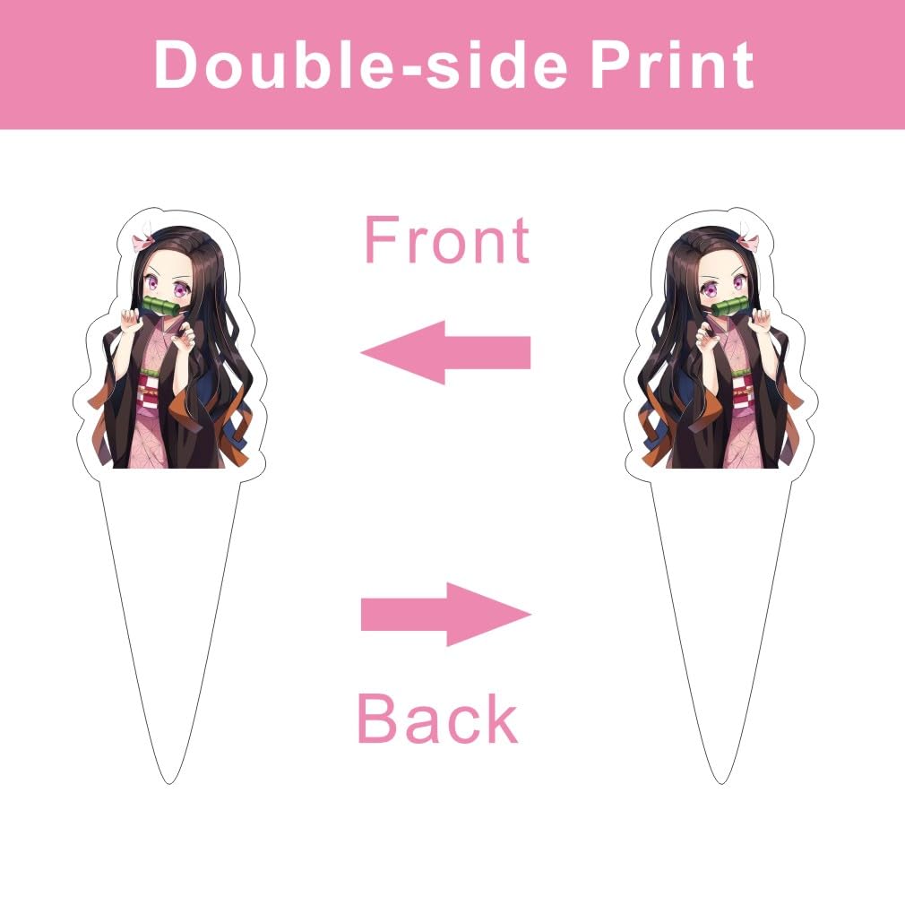 25pcs Nezuko Cake Decorations with 1pcs Cake Topper, 24pcs Cupcake Toppers for Demon Birthday Party Supplies
