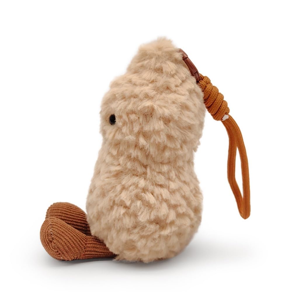 TONGMAN Plush Peanut Soft Toy 6 Inch, Beige Stuffed Animal Doll with Funny Feet, Cute Novelty Food Plushie for Kids, Birthday Gift for Boys Girls