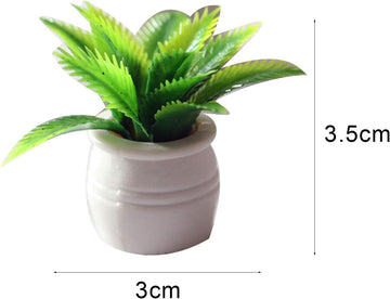 2Pcs Miniature Plant Accessory, Green Potted Plant, 1:12 Scale, Suitable for Home and car Decoration