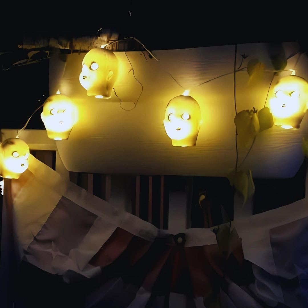 Fun Express 40" Halloween Doll Head String Lights, Home Decor, Halloween Party Decoration