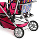 Twin Doll Stroller with Diaper Bag and Swivel Wheels & Adjustable Handle - Pink & Polka Dot Design (Flower)