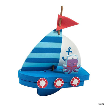 Fun Express Sailboat Craft Kit - Sunday School Crafts for Kids | Ocean Party Favors & Christian Crafts | VBS Vacation Bible School Supplies |