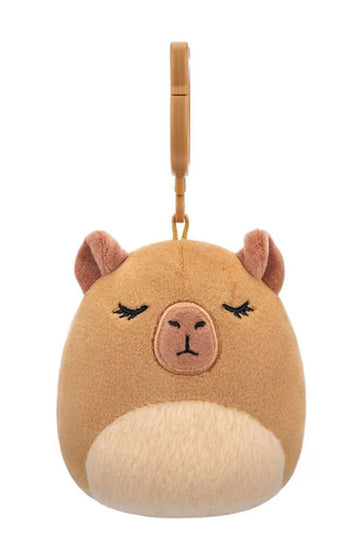 Squishmallows 3.5"" Clip-On Lijjian The Capybara, Small, Brown