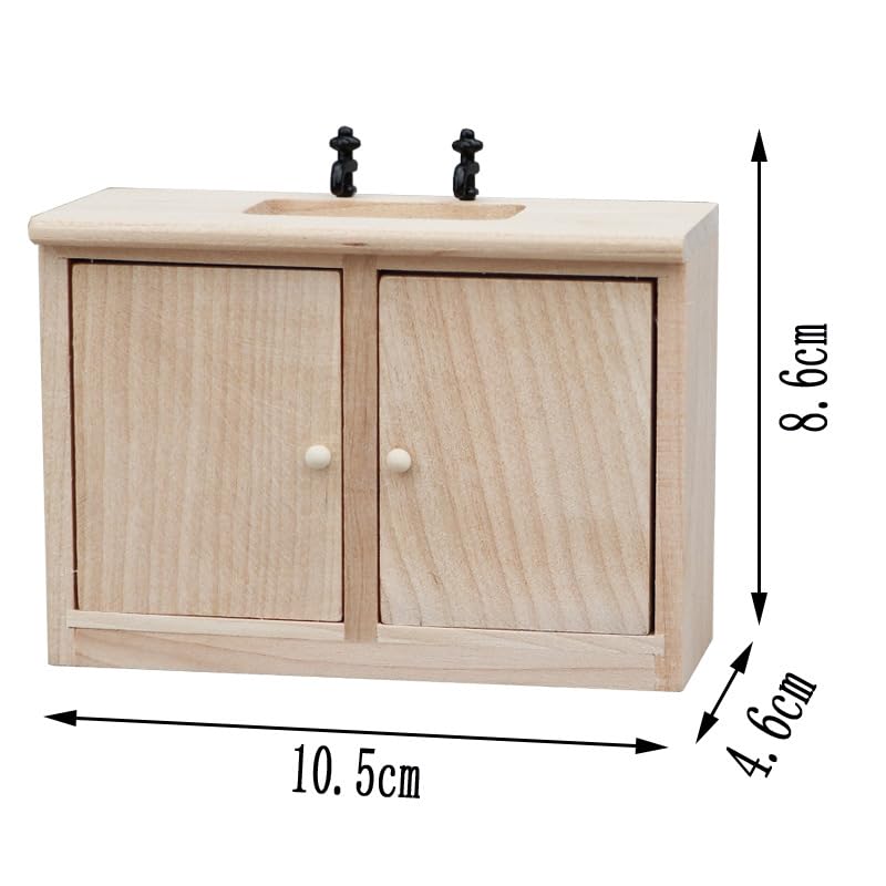 AirAds Dollhouse 1:12 Scale Dollhouse Miniature Furniture Sink Storage Dolls Chest Unfinished wooded Furniture Dollhouse Furniture Dolls Accessories