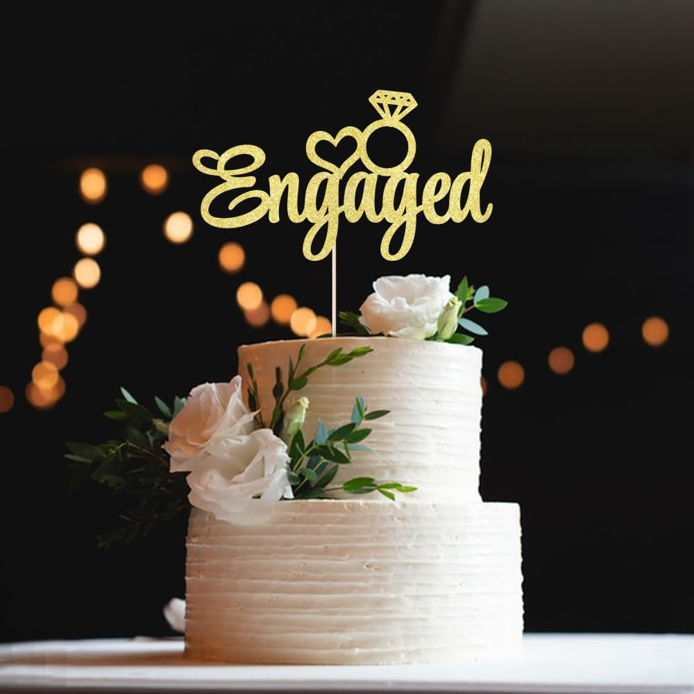 Auteby Engaged Cake Topper - Engagement Wedding Party Decorations