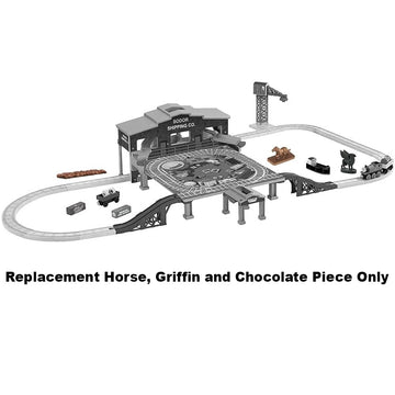Replacement Parts for Thomas Wooden Railway Brendam Bay Shipping Deluxe Set - Y4496 ~ Replacement Horse, Griffin Figures and Pretend Chocolate Piece