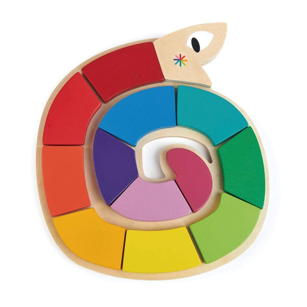 Tender Leaf Toys - Colour Me Happy - 13 Pieces Educational Colour Sorting Wooden Puzzle Toy with 3 Dimensional Shapes Underneath - Early Learning