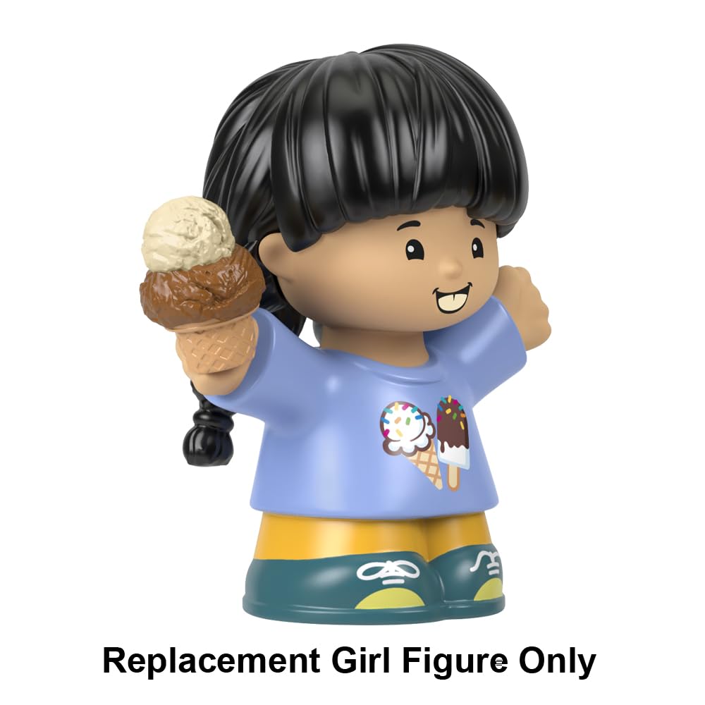 Fisher-Price Replacement Part Little-People Playset - HHR46 ~ Girl with Black Hair with Braids Carrying Ice Cream Cone, Black, Brown, Blue