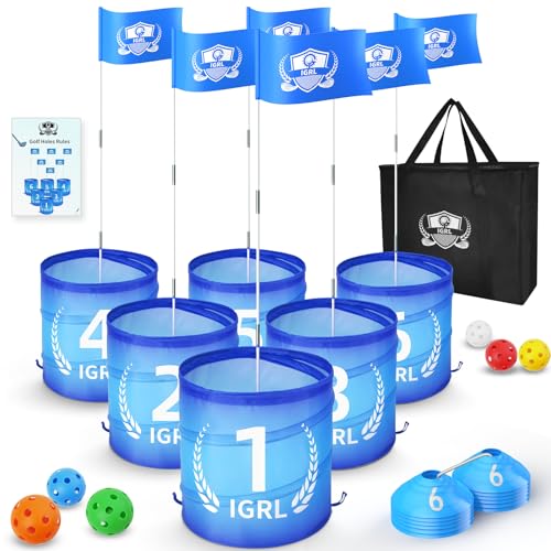 IGRL Golf Yard Game - 6 Holes Backyard Golf Games for Adults, Golf Chipping Game Set with Balls, Carry Bag, Flag & Obstacles, Outdoor Indoor Golf